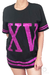 Camiseta XV para abertura de pista preta com glitter Pink