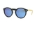Óculos de Sol Em Acetato Preto Com Hastes - Bege/Azul