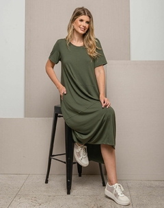 VESTIDO MULLET RECORTES VERDE MILITAR - Alecrim Dourado Moda Feminina