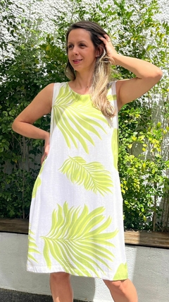 VESTIDO SEM MANGA ESTAMPADO VERDE - comprar online