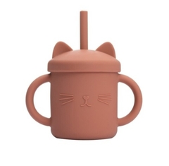 Vaso silicona GATITO con asas y sorbete antiderrame leoncito