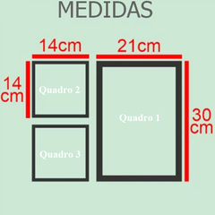 KIT 3 QUADROS - MOLDURA ACRÍLICO ESPELHADO - URSO | MA008 - comprar online