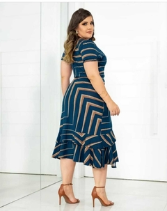 Vestido Mídi Envelope Transpassado Azul - Cibele - comprar online