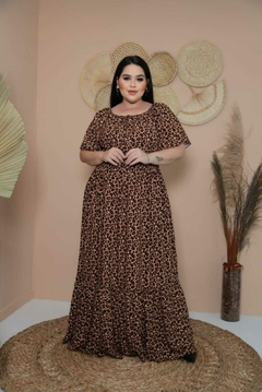 Vestido Ciganinha Plus Size Longo Animal Print Manga Flare - Rafaela na internet