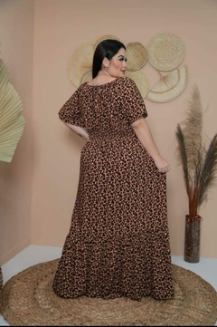 Vestido Ciganinha Plus Size Longo Animal Print Manga Flare - Rafaela - A Vitoriosa Moda Feminina