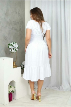 Vestido Ciganinha Branco Manga Curta - Alice - comprar online