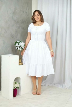 Vestido Ciganinha Branco Manga Curta - Alice