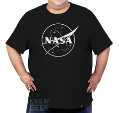 Camiseta Plus Size Nasa Logo Astronomia Tecnologia Nerd Geek