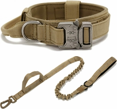 Collar táctico para perros grandes + Correa táctica para perros Coyote - Tactical Supply