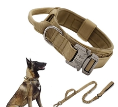 Collar táctico para perros grandes + Correa táctica para perros Coyote