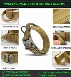 Collar táctico para perros grandes + Correa táctica para perros Coyote - tienda online