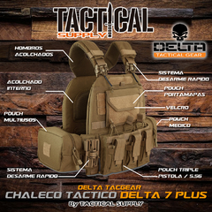 CHALECO TACTICO DELTA 7 PLUS DOBLE LIBERACION RAPIDA COMPLETO - Tactical Supply