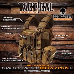 CHALECO TACTICO DELTA 7 PLUS DOBLE LIBERACION RAPIDA + MOCHILA HIDRATACION