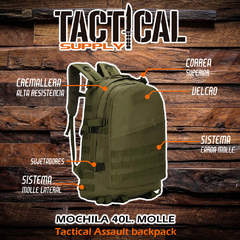 Mochila tactica asalto militar 40 litros - Tactical Supply