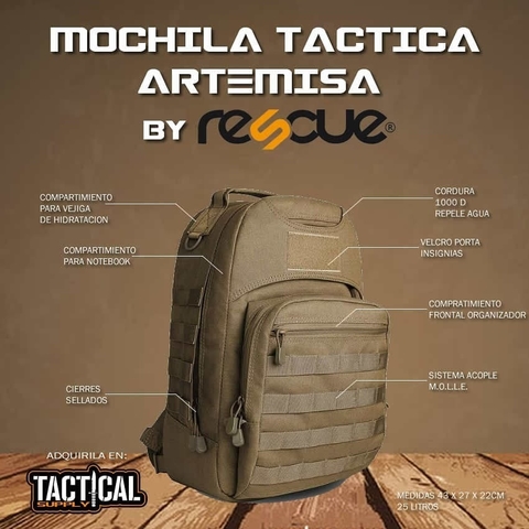 Mochila Artemisa tactica militar 20 litros