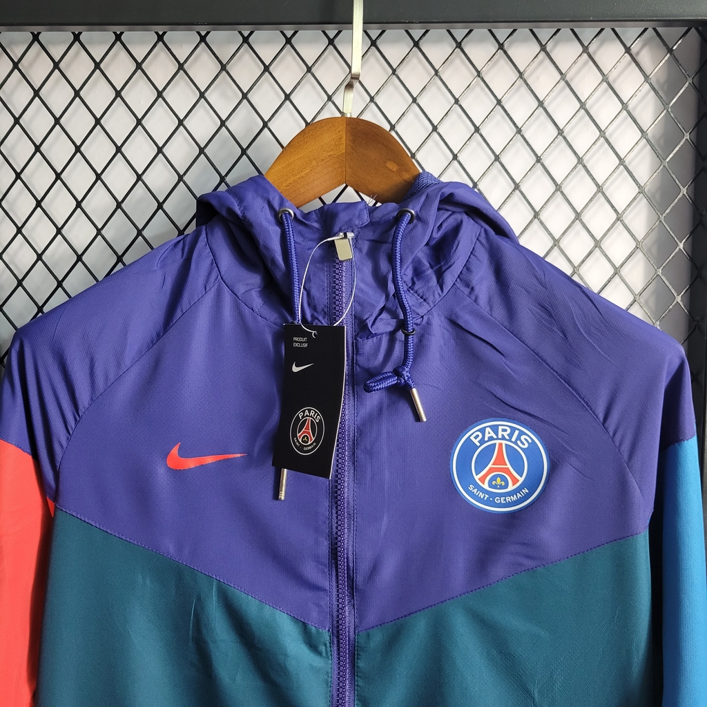 Jaqueta Corta Vento Paris Saint-Germain Nike Masculina - Vermelho Roxo Verde