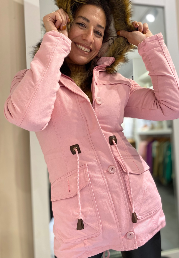 CAMPERA DE MUJER PARKA DE GABARDINA DE PELO LARGO CALIDAD PREMIUM