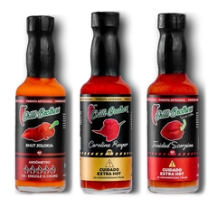 COMBO 3 MAIS FORTES PIMENTAS DO MUNDO - 3 molhos 60ml + BRINDE! Chilli Brothers