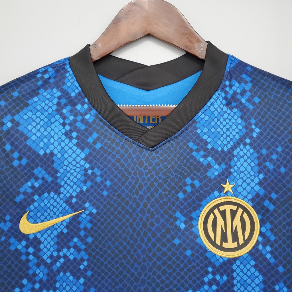 Camisa Internazionale de Milão I Home 2021 2022 Masculina Fan Azul