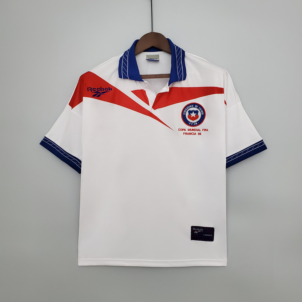 Camisa Retrô Seleção do Chile II 1998 Masculina Modelo Torcedor Bra