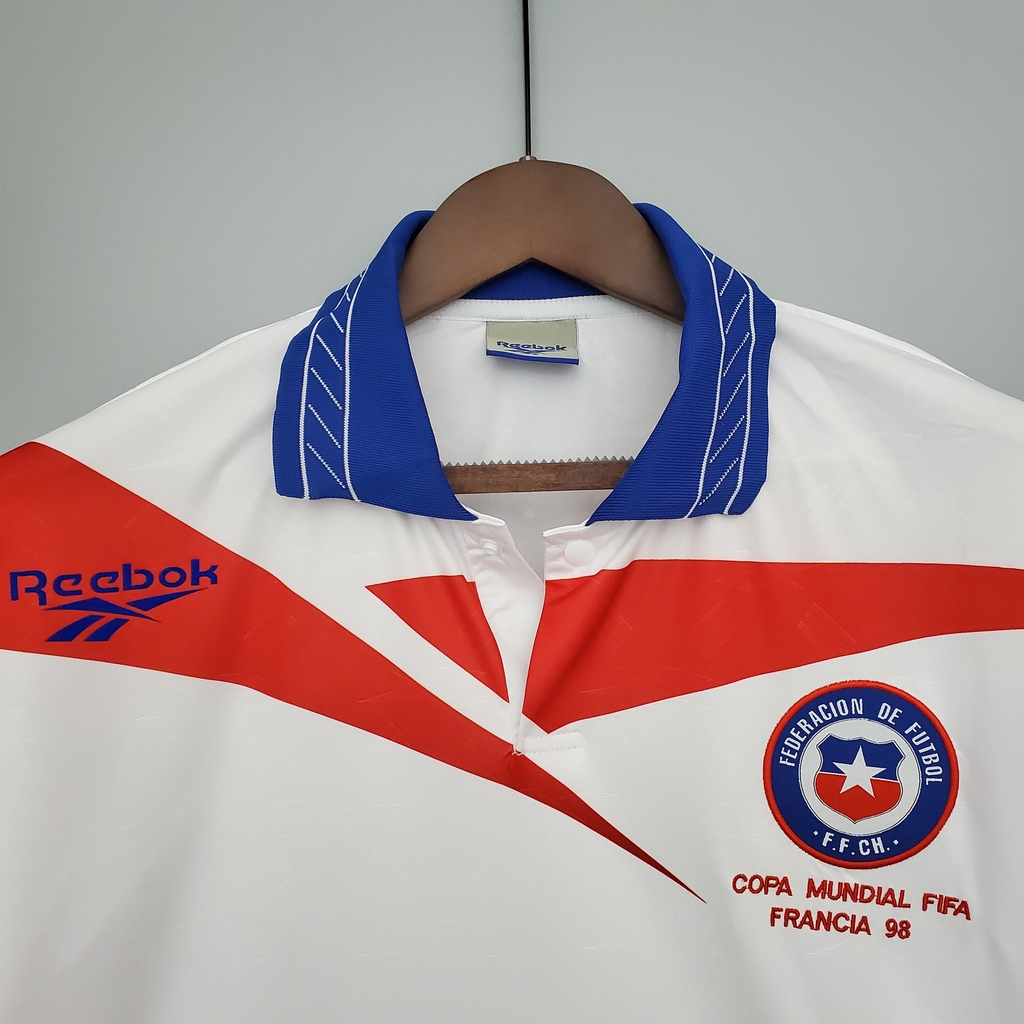 Camisa Retrô Seleção do Chile II 1998 Masculina Modelo Torcedor Bra