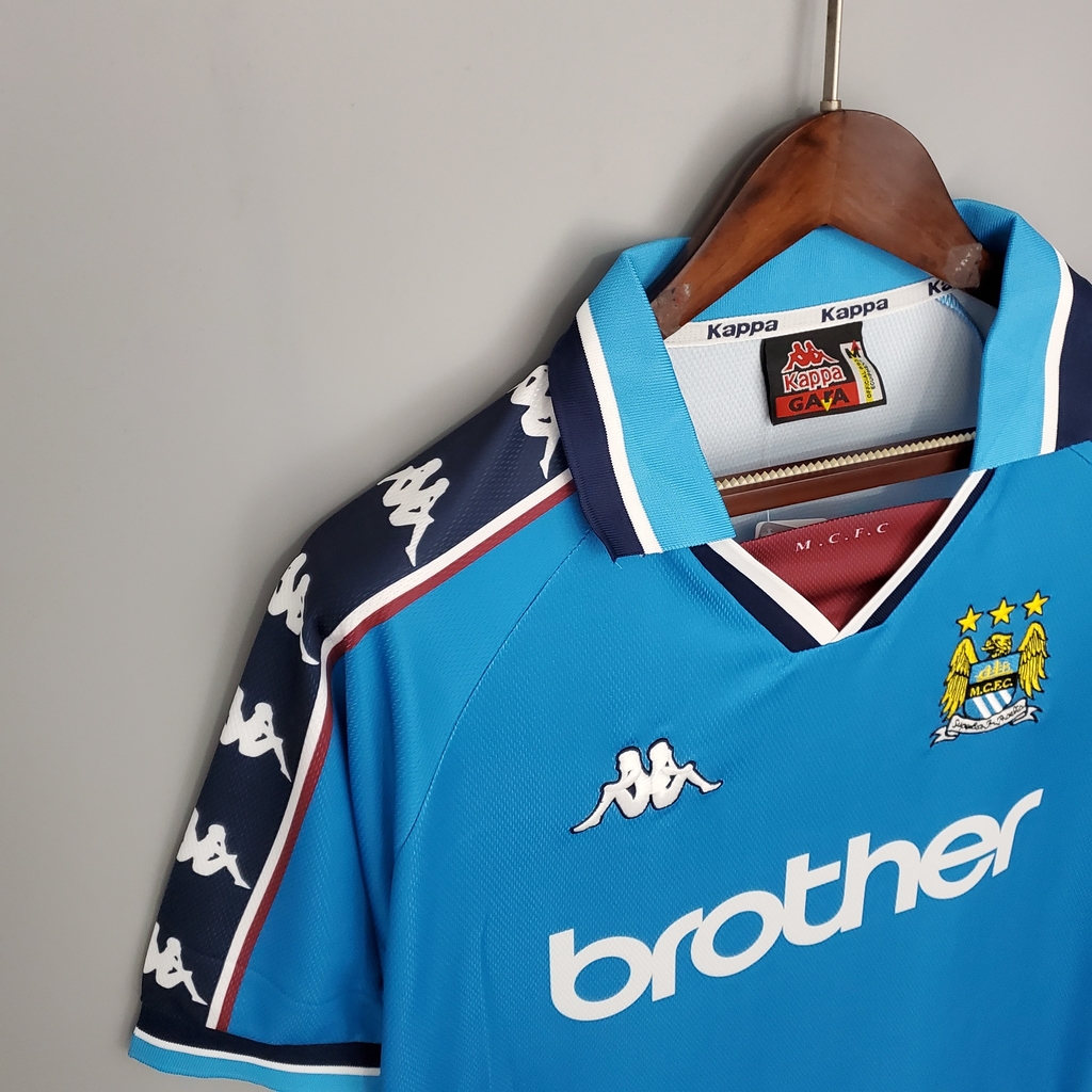 Camisa Retrô Manchester City I 97/99 Masculina Fan Torcedor Azul