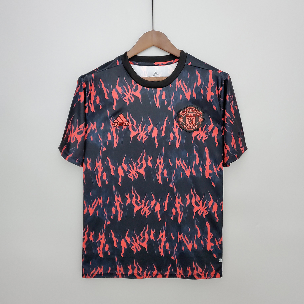 Camisa Pre Game Manchester United 2022 2023 Modelo Player Branca