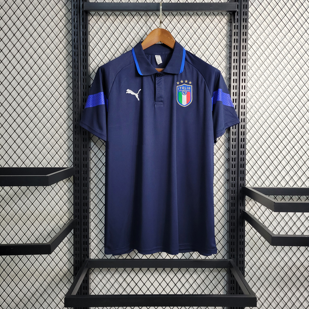 Camisa Polo Seleção da Itália 23/24 Masculina Modelo Fan Azul