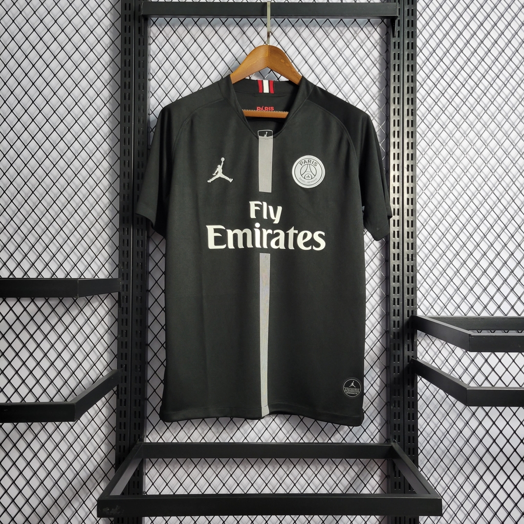 Camisa Retrô PSG Paris Champions League 18/19 Modelo Fan Preta Jordan