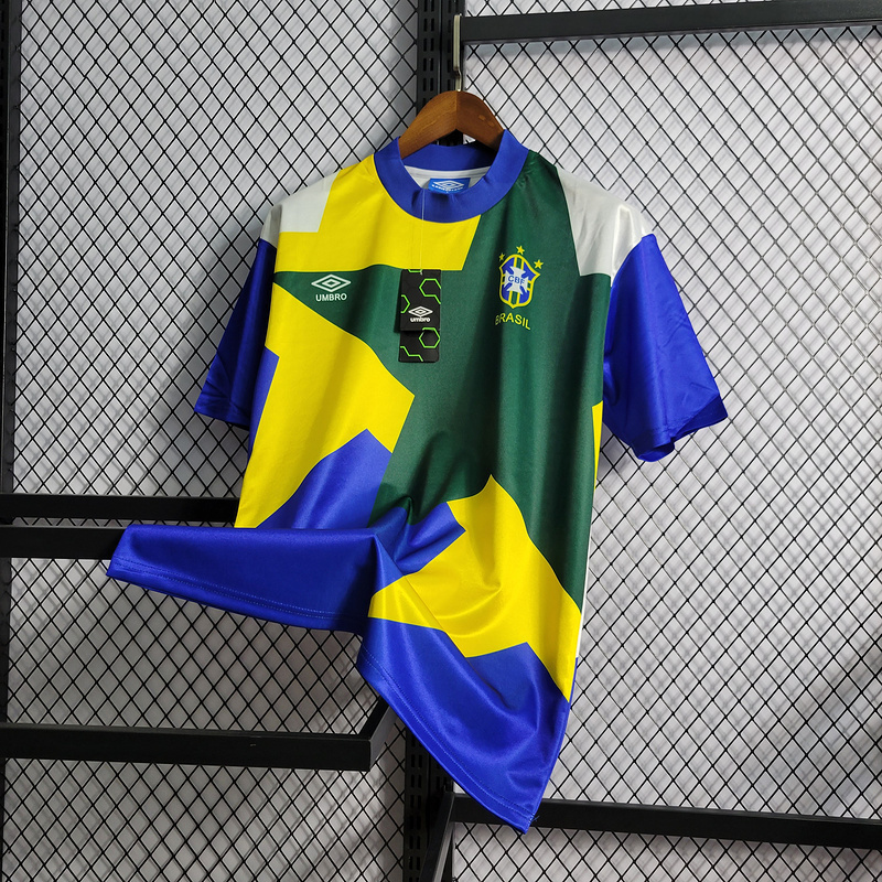 Camisa Retrô Seleção Brasil Comissão Copa 1994 Estrela Azul Verde
