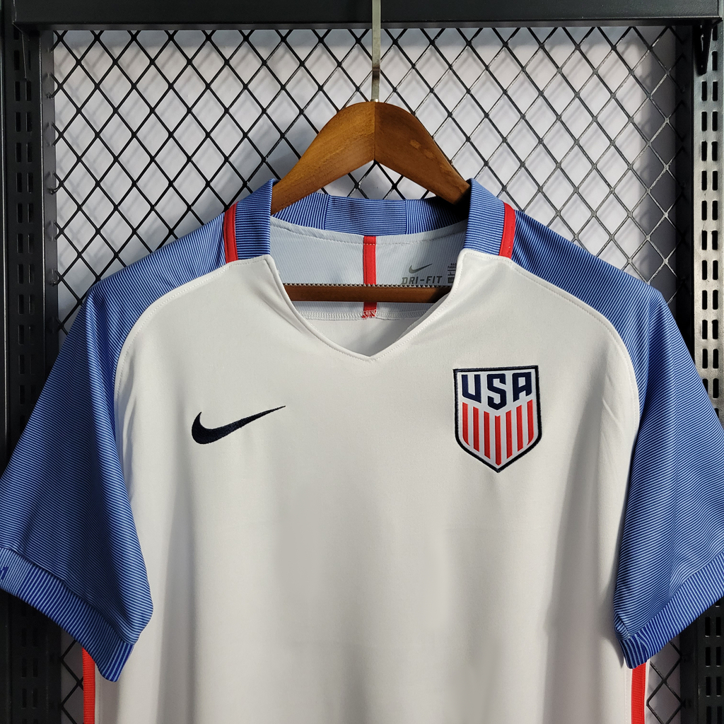 Camisa Retrô Seleção USA I Home 2016 Masculina Fan Branca