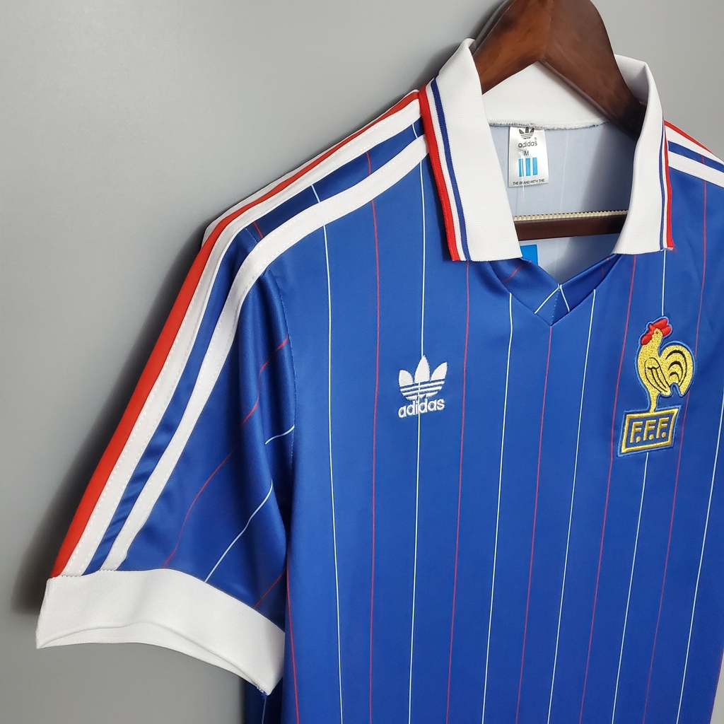 Camisa Retrô Seleção da França I 1982 - Masculina - Torcedor - Azu