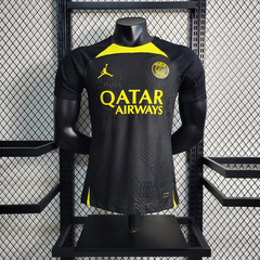 Camisa Paris Saint-Germain Treino 2023/2024 Jogador Jordan Masculina - Preta e Amarela