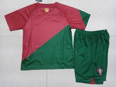 Camisa + Chorte Infantil Unissex Portugal Home I 2022/2023 - Vermelho e Verde na internet
