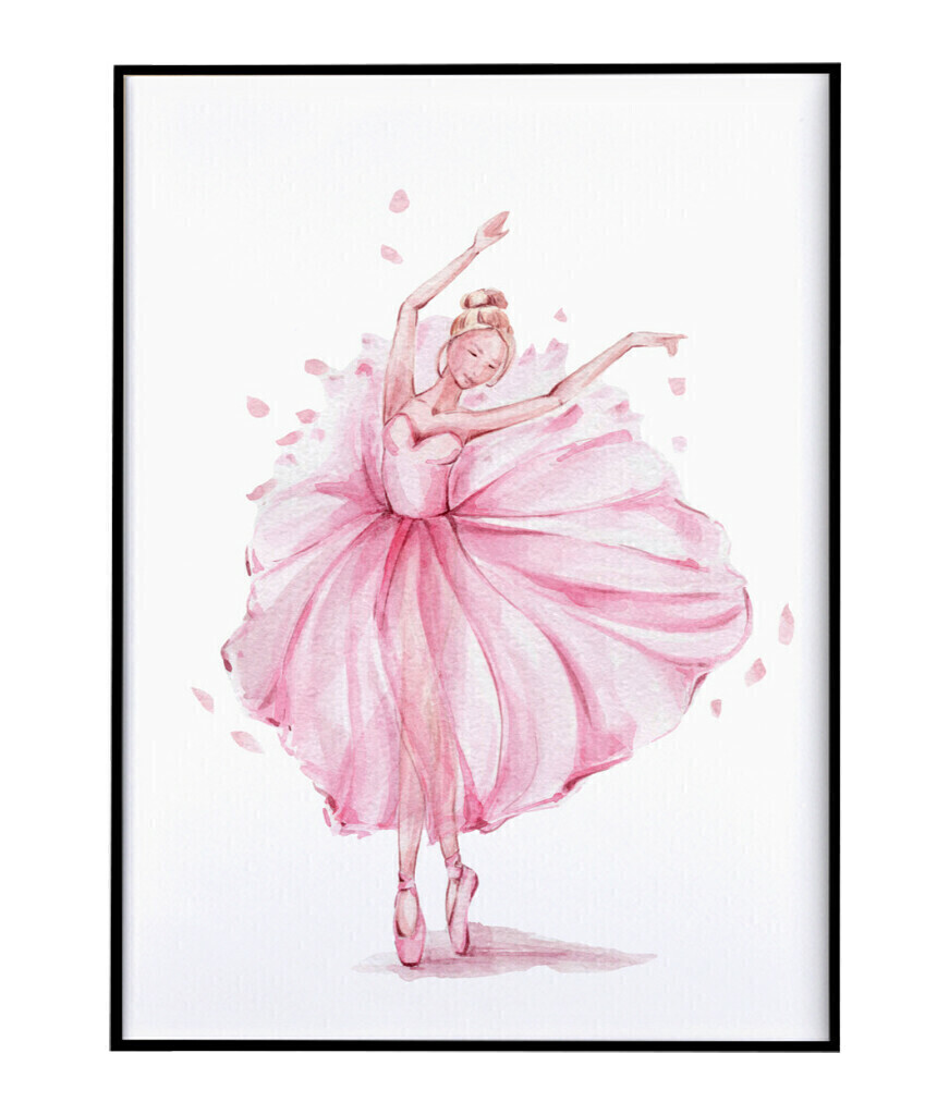 Quadro Decorativo Bailarina Sapatilha de Ballet e Flores SKU