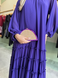 Vestido Roxo Manga Longa na internet