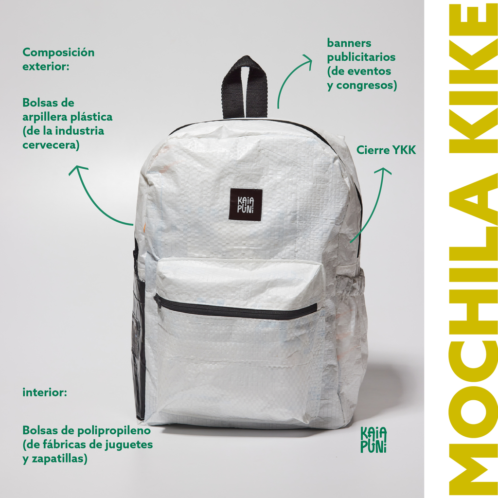 Mochila KIKE B W Unica y Ecologica con Bolsillos