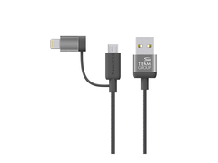 CABLE TEAM GROUP WC06 LIGHTNING + MICROUSB 2 EN 1 GRIS