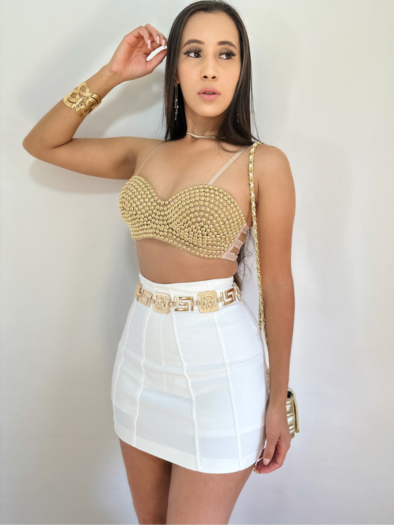 Short saia branco compre onlaine
