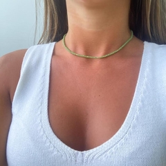 choker cristal verde oliva