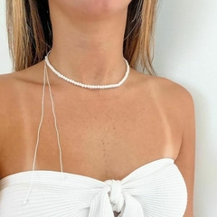 Choker Amaea de Cristal Facetado Branco Brilhante em Macramê de 4mm