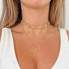 Conjunto Choker e Colar Amaea Orgânica Folheado a Ouro 18k