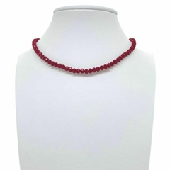 Choker Amaea de Cristal Facetado Vermelho Rubi de 4mm Folheado a Ouro 18k