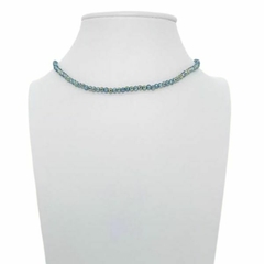 Choker Amaea Cristal Facetado Azul Oceano 3mm Folheada a Ouro 18k