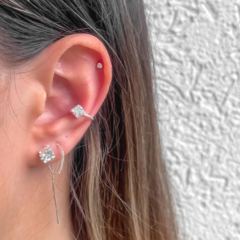 Piercing Amaea Ponto de Luz Quadrado Folheado a Prata