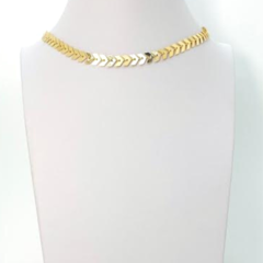 Choker Amaea Escama de Peixe Lisa Folheada a ouro 18k - 1 Ano de Garantia no Banho