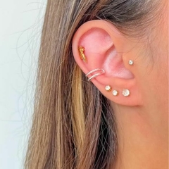 Piercing Amaea 2 Fios Folheado a Prata