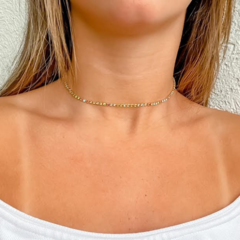 Choker Amaea em Zircônias Coloridas Folheada a Ouro 18k - 1 Ano de Garantia no Banho