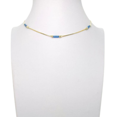 Choker Amaea Caninho Azul e Entremeios Folheado a Ouro 18k