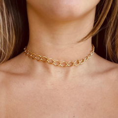 Choker Amaea 2 em 1 Coração Fecho imã Folheado a Ouro 18k